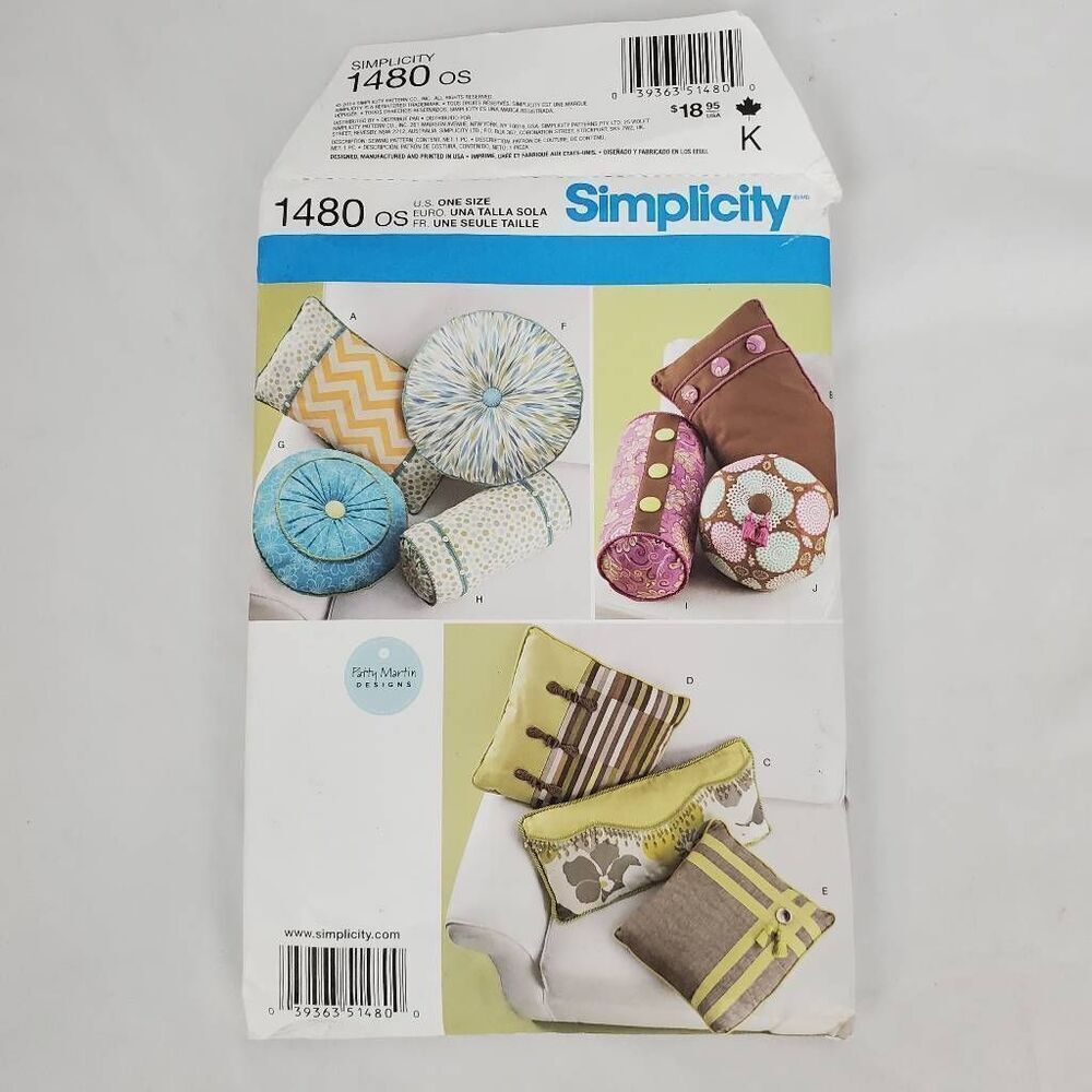 Simplicity 1480 Pattern, Sewing, Pillows, Throw Pillow